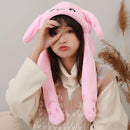 LED Glowing Cartoon Rabbit Hat Beanie Winter Plush Moving Bunny Ear Earflaps Cap
