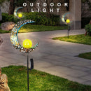 Solar LED Sun Moon Flame Light Retro Iron Landscape Lawn Lamps (A)(Blue) Newly