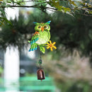 Metal Glass Painted Owl Wind Chimes Garden Birds Wind Chime Bell Hanging Pendant