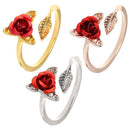 Yarn Guides Finger Wear Rose Flower Shape Sewing Crochet Loop Knitting Ring