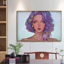 5D DIY Purple Hair Girl Special Shape Diamond Painting Rhinestone Picture