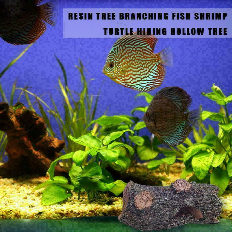 Aquarium Hide Fish Cave Ornament Hide Hollow Tree Hiding Decoration X3U7 B8R8