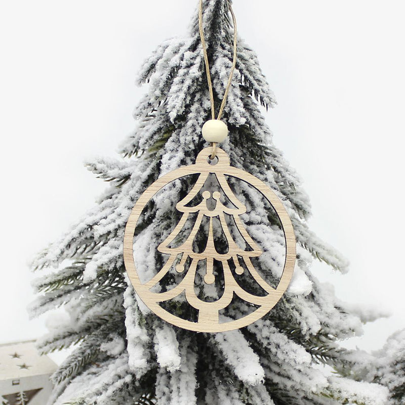 Wooden Pendants Hanging Ornaments Xmas Tree Wood Chip Christmas Decorations
