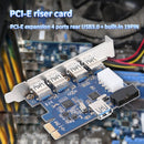 PCI-E X1 to USB3.0 Riser Card PCI Express USB3 4 Port Expansion Adapter Extender