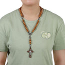 Chain Catholic Rosary Necklace Cross Pendant Cross Necklace Wood Beads Necklace