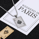 K Couple Ladies A Red Peach Spades Card Necklace Titanium Steel Poker Pendant