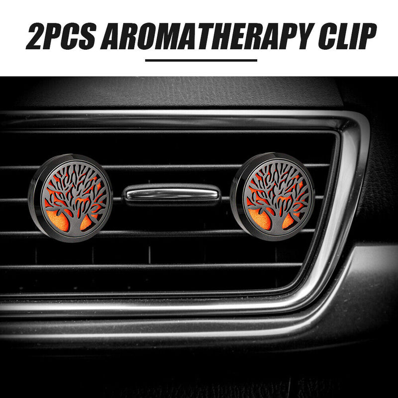 2x Car Air Vent Perfume Freshener Essential Oil Locket Diffuser Clip +48pcs Pads