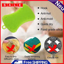 Silicone Dish Washing Brush Pot Pan Kitchen Sponge Cleaner Scrubber (Green)