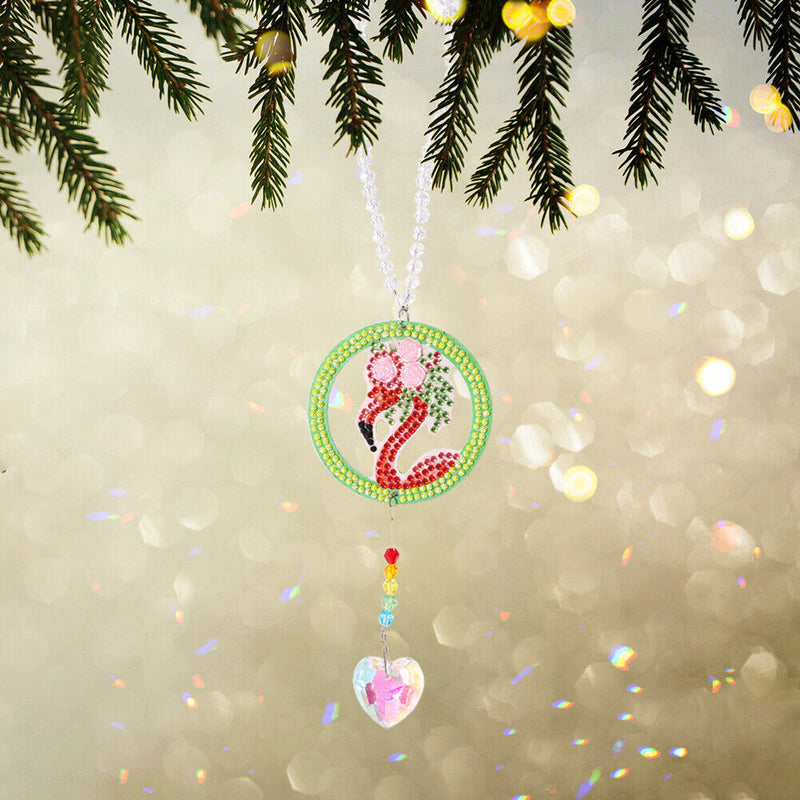 Bird Heart Prism Pendant Crystal DIY Rhinetone Painting Wall Hanging Wind Chi