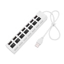 7 Ports High Speed USB 2.0 Hub Splitter w/ON/OFF Switch for Laptop (White)