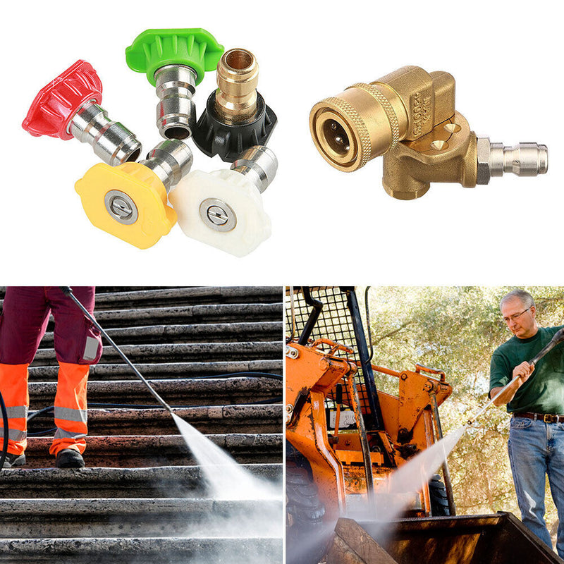 5pcs Pressure Washer Tips 1/4"" Quick Connector with 5-Angle Pivot Coupler