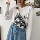 Fashion Women Canvas Sports Shoulder Chest Bag Tie Dye Mini Fanny Packs Purse
