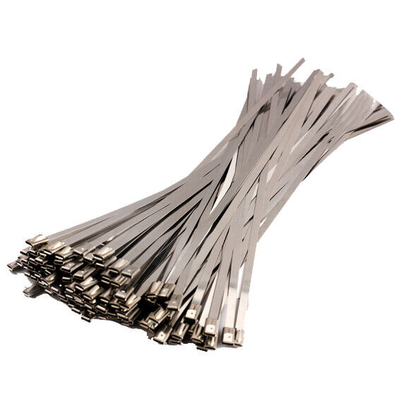 100PCS 4.6x300mm Stainless Steel Exhaust Wrap Coated Locking Cable Zip Ties
