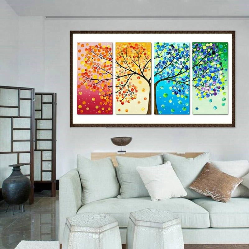 Colorful Tree 5D DIY Full Drill Diamond Painting 4-pictures Combination Kit