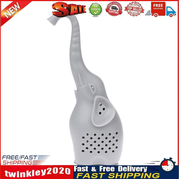 Silicone Elephant Shape Mug Cup Loose Leaf Herb Filter Tea Infuser (Gray) Newly