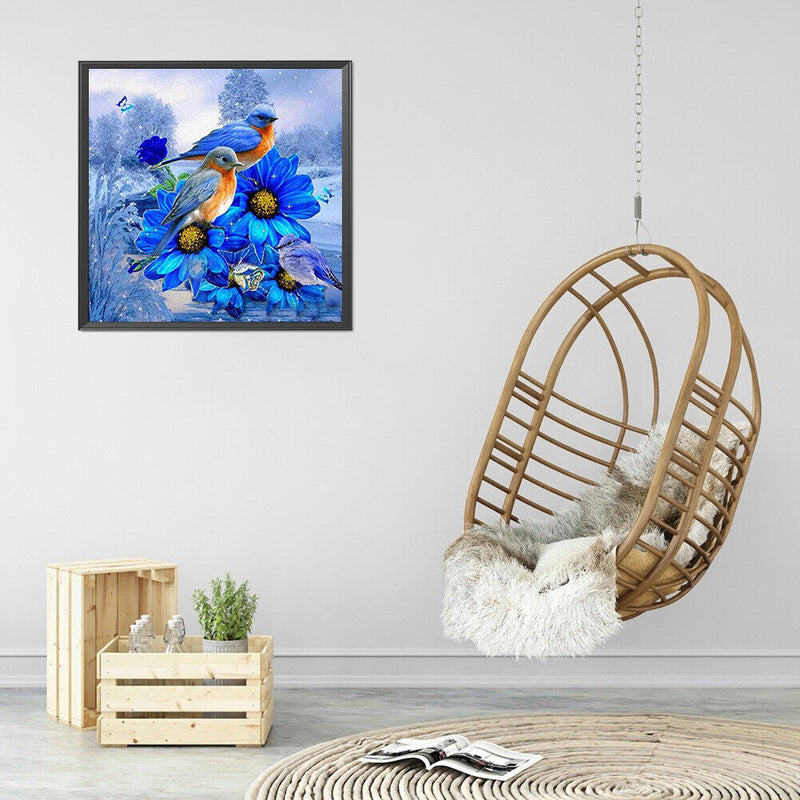 5D Diamond Painting Blue Flower Bird Partial Special Shape Drill DIY Crafts Sets