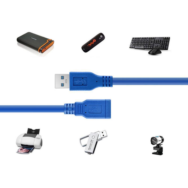USB 3.0 A Male Plug to Female Socket 1.8M Super Fast Extension Cable Cord
