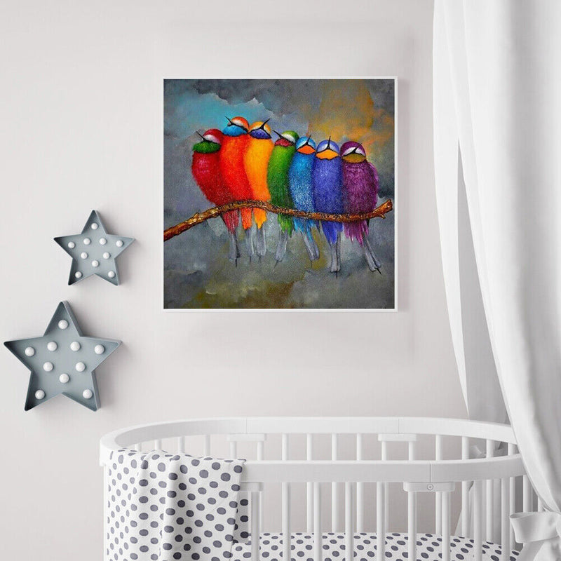 Oil Paint By Numbers Colorful Bird Frameless Picture Craft Kit for Living R