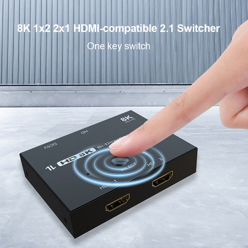 HDMI-compatible 2.1 Switcher Adapter 4K 8K 1x2 2x1 Splitter for PS4 Switch
