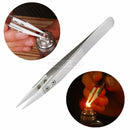 Ceramic Stainless Steel Pointed Tip Tweezer Heat Resistant Anti-acid Anti-static