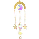 Hanging Crystal Light Catcher Metal Moon Sun Garden Wall Wind Chime (62) Newly