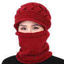 Female Neck Warmer Autumn Winter Beanies Knitted Hat Scarf Thick Warm Fleece