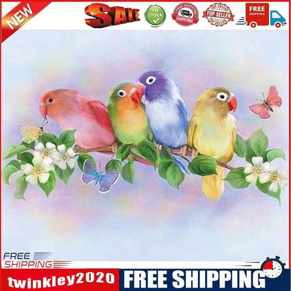 5D DIY Diamond Painting Standing Branch Parrots Cross Stitch Embroidery Kit