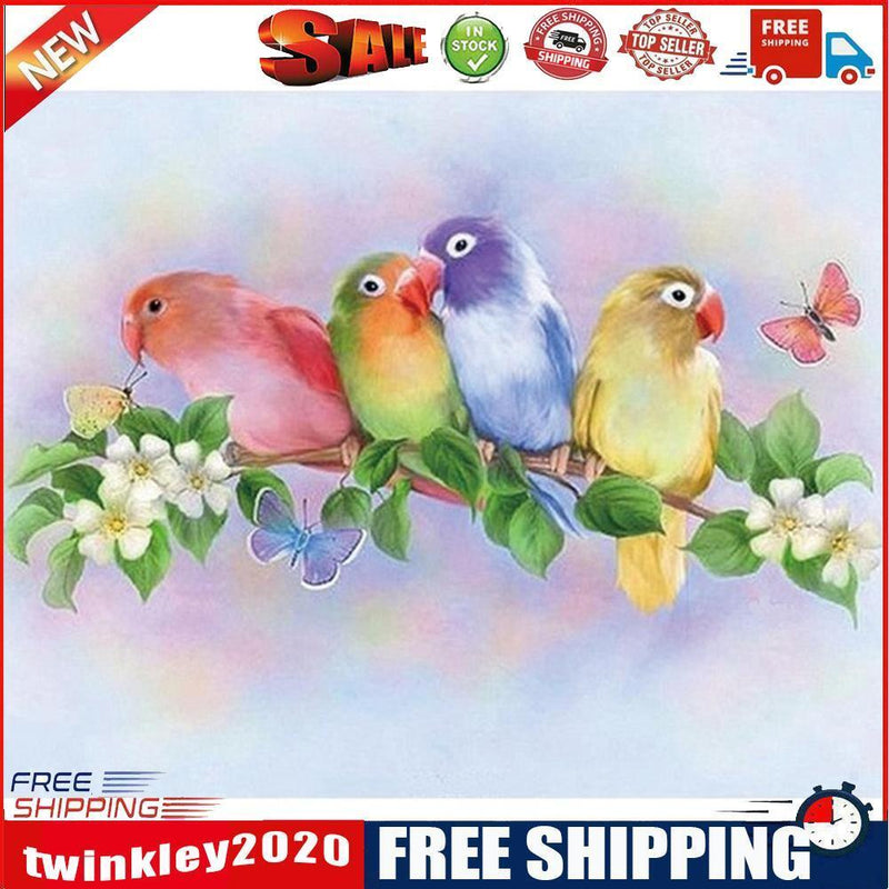 5D DIY Diamond Painting Standing Branch Parrots Cross Stitch Embroidery Kit