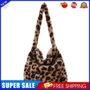 Women Plush Leopard Handbag Large Capacity Shoulder Bag (Khaki Leopard)