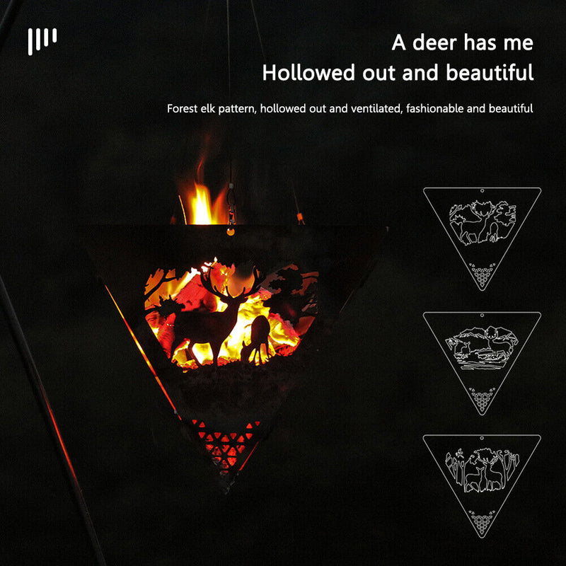 Portable Elk Campfire Hanging Triangle Stove Set Wood Charcoal Burning Stov