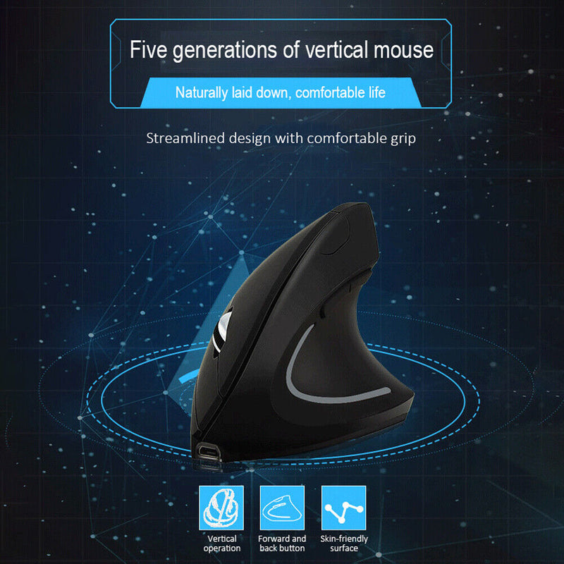 2.4GHz Wireless Optical Vertical Mouse 3 Gears 1600 DPI Adjustable Gaming Mice