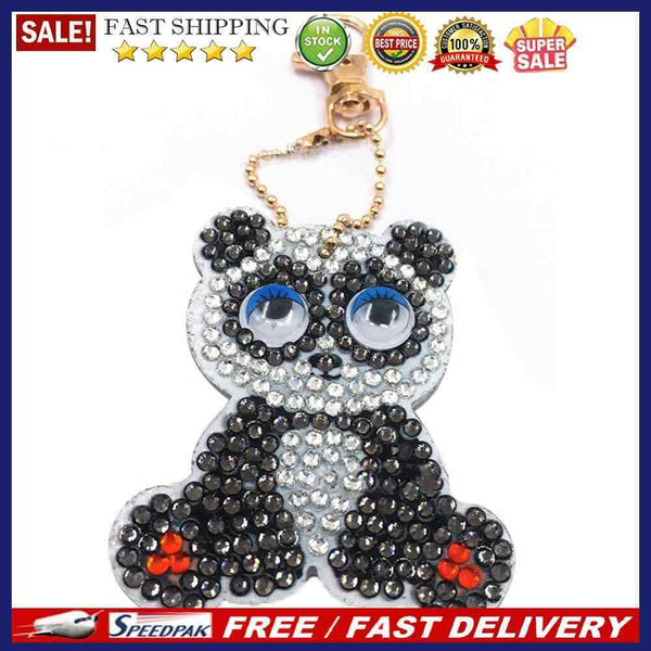 1pcs DIY Keychain Hand Made Diamond Painting Full Drill Pendant (Panda)