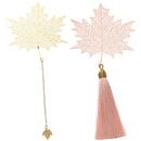 Cute Stationery Book Holder Apricot Metal Bookmark Tassel Chinese Style Leaf