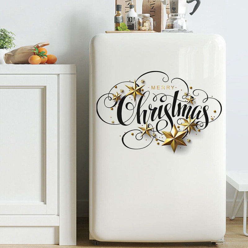Merry Christmas Self-Adhesive Wall Stickers PVC Removable Background Wall Decals