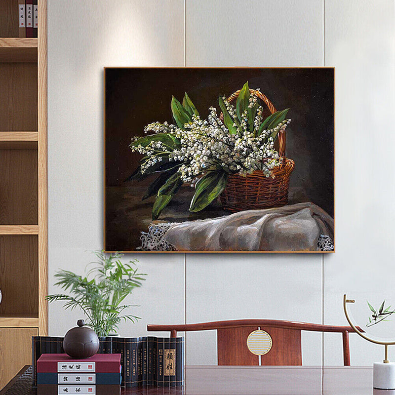 Frameless Oil Paint By Numbers Flowers DIY Canvas Picture Craft for Home