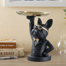 Nordic Luxury Bulldog Storage Statue Fruit Candy Tray Sculpture (Black) Newly