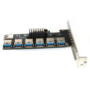 EUX1070 PCI-E 1x 1 to 7 Multiplier for Mining PCI Express USB3.0 Expansion Card