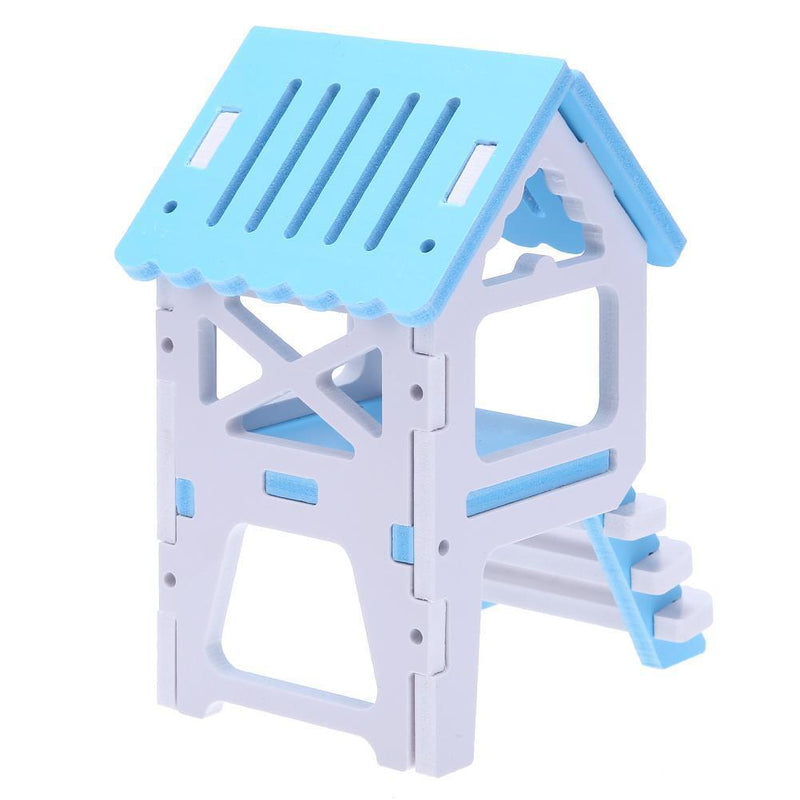 Pet Bed Nest Hamster House Wooden Climb Small Animal Pet Sleeping Cage(Blue