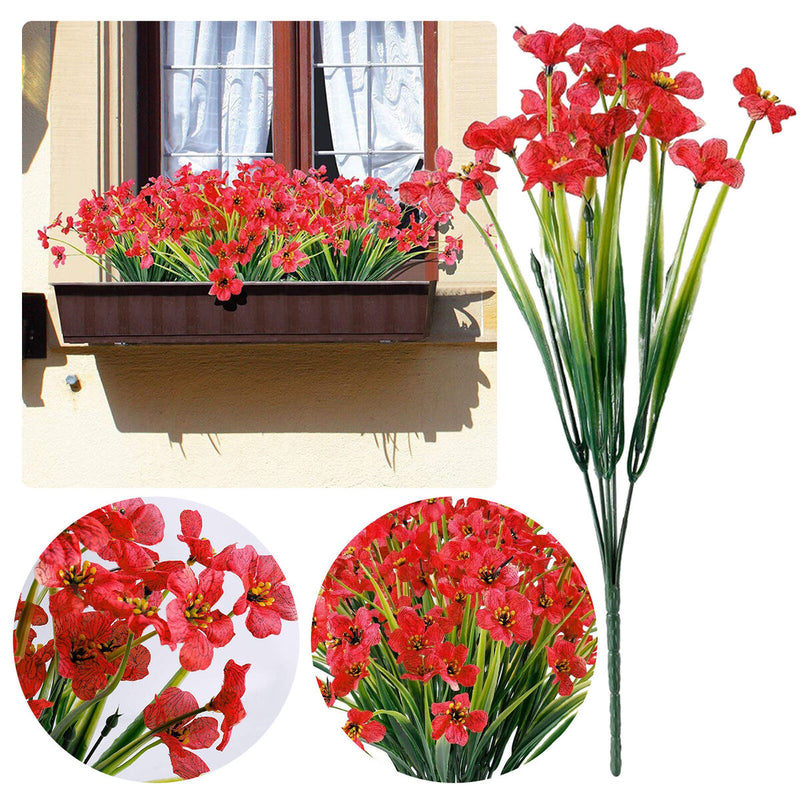 2 Bundles Artificial Flowers, Plastic Plum Blossom Plants, for Garden Window