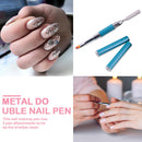 Double-Ended Nail Pen Poly Nail Gel Brush Stainless Steel (Lake Blue) Newly