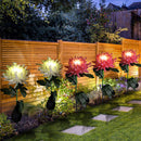 Solar Power Chrysanthemum Ground Light Flower Outdoor Garden Decor (White) Newly