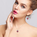 Heart-shape Necklace & Earrings Set Union Jack Jubilee Pendants Birthday V5G8
