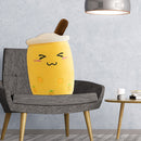 Child Bubble Tea Family Stuffed Plush Pillow Soft Cushion (Yellow Squint)