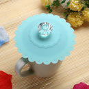 #A Cute Cup Lid Dustproof Leak Proof Cup Lid Silicone Mug Covers with Spoon Hold