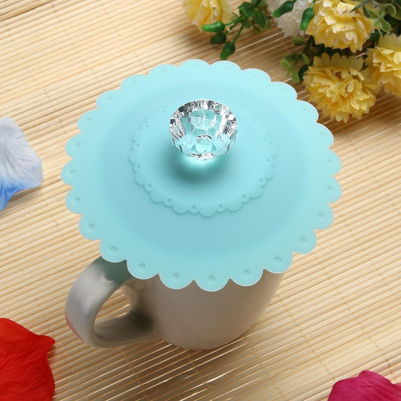 #A Cute Cup Lid Dustproof Leak Proof Cup Lid Silicone Mug Covers with Spoon Hold