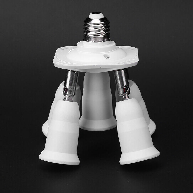 Adjustable E27 Splitter 5 Heads Lamp Base Adapter LED Bulb Holder Socket Newly