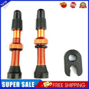 2pcs 48mm Presta Valve + Tool for Road Mountain Bike Tubeless Tire (Orange)