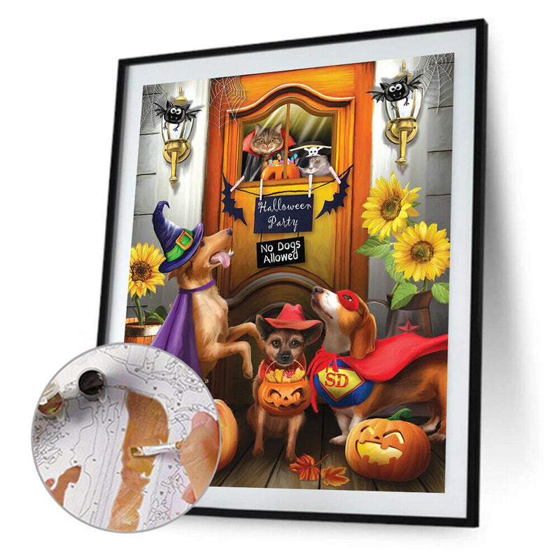 Halloween Golden Retriever Dog Cat Oil Paint By Numbers Kit 40x50cm (B1593)