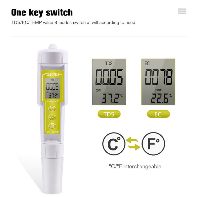 Water Measurement Instruments Tool Digital Water Quality Tester 3 in 1 Pen Type