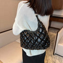 Women Quilted Rhombic Pattern Shoulder Bag Leather Female Solid Clutch Handbag